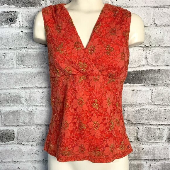 Y2K Vintage Jessica Sheer Sparkly Lace Babydoll Tank Top Blouse - Picture 1 of 15